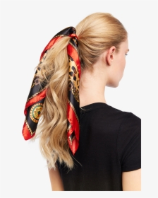 Leopard Hair Scarf Tie In Colour Red Bud - Girl, HD Png Download, Transparent PNG