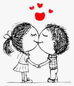Cartoon Silhouette Hand Drawn Couple Decorative Elements - Cute Love Couple Cartoon, HD Png Download, Transparent PNG