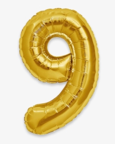 Gold - Gold Balloon Number 9, HD Png Download, Transparent PNG