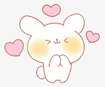 #kawaii #emoji #cute #bunny #rabbit #hearts #adorable - Kawaii Cute Heart Transparent, HD Png Download, Transparent PNG