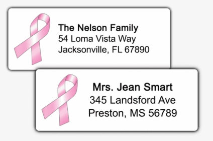 Pink Ribbon Return Address Labels - Ribbon, HD Png Download, Transparent PNG