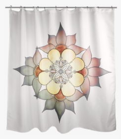 A White Shower Curtain With A Mandala-inspired Flower - Shower Curtains Png, Transparent Png, Transparent PNG