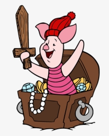 Piglet In Treasure Chest - Piglet Pirate Clipart, HD Png Download, Transparent PNG