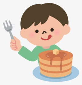 Boy Eating Pancakes - Eating Pancakes Clip Art, HD Png Download, Transparent PNG