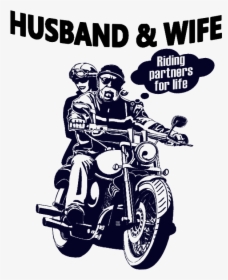 Husband And Wife Bikers Riding Partners , Png - Husband And Wife Motorcycle, Transparent Png, Transparent PNG