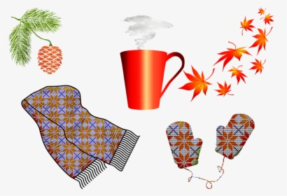 Autumn, Scarf, Mittens, Cold Weather, Hot Tea, HD Png Download, Transparent PNG