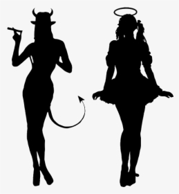 Devil Shoulder Angel Decal Clip Art - Angel And Devil Silhouette Transparent, HD Png Download, Transparent PNG