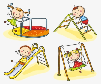 Transparent Children Playing Png - Kids On Playground Cartoon, Png Download, Transparent PNG