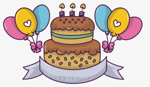 Cartoon Birthday Cake - Cartoon Cute Birthday Cake Drawing, HD Png Download, Transparent PNG