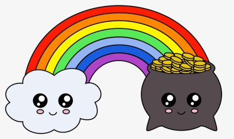 Cute Leprechaundownload Now Cute Rainbow And Pot Of - Clip Art Cute Rainbow, HD Png Download, Transparent PNG