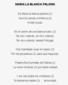 Cancion Es Maria La Blanca Paloma Letra, HD Png Download, Transparent PNG