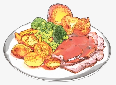 Enjoy A Lovely Roast Dinner Together With Different - Food Plate Drawing Png, Transparent Png, Transparent PNG