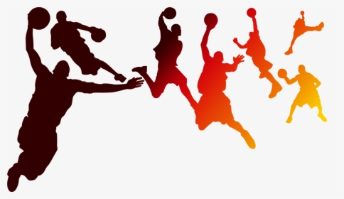 Playing Basketball Silhouette Figures Png Download - Basketball Team Png Free, Transparent Png, Transparent PNG