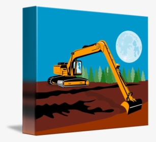Transparent Excavator Clipart Black And White - Excavadora Y La Luna, HD Png Download, Transparent PNG