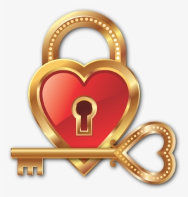 Download - Hearts Lock And Key, HD Png Download, Transparent PNG