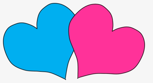 Free Heart Cliparts - Pink And Blue Heart Clipart, HD Png Download, Transparent PNG