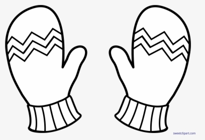 Mitten Clip Cute - Gloves Clipart Black And White, HD Png Download, Transparent PNG