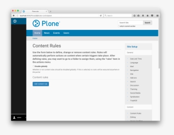 Content Rules Control Panel - Plone, HD Png Download, Transparent PNG