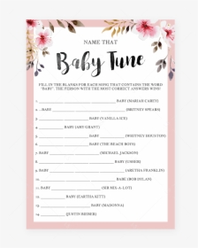 Name That Tune Baby Shower Game With Pink Flowers By - Would She Rather Baby Shower Game, HD Png Download, Transparent PNG