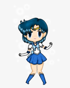 Sailor Mercury Chibi - Sailor Moon Characters Chibi Mercury, HD Png Download, Transparent PNG