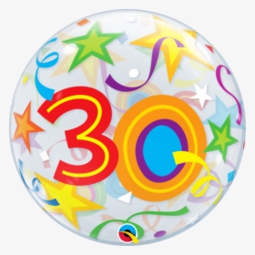 30th Birthday Bubble Balloon With Brilliant Stars & - Balloon, HD Png Download, Transparent PNG