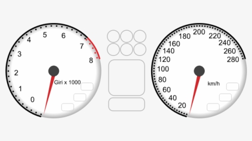 Vector Drawing Of Car Dashboard Tachometer And Speedometer - Gauge, HD Png Download, Transparent PNG