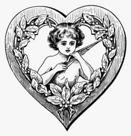Angel Con Un Arco En El Corazón - Cupid Line Art, HD Png Download, Transparent PNG