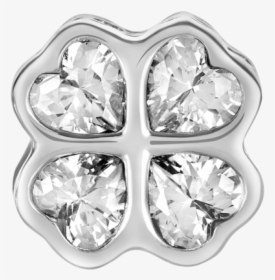 Silver Clover Charm With Clear Cz Stones For Use With - Engagement Ring, HD Png Download, Transparent PNG