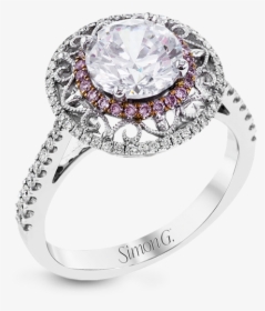 Simon G 18k White & Rose Gold Vintage Filigree Diamond - Engagement Ring, HD Png Download, Transparent PNG