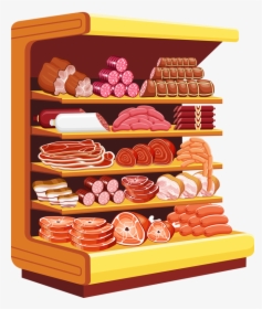 Shelf Vector Supermarket - Витрина Продуктовый Магазин Рисунок, HD Png Download, Transparent PNG