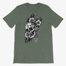 Skull Dagger Articulit Logo Mockup Front Flat Heather - T-shirt, HD Png Download, Transparent PNG