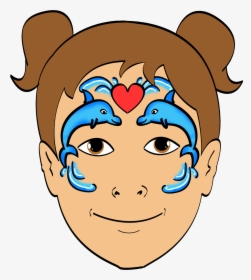 Dolphin Face Paint Design Clipart , Png Download - Clipart Face Painting, Transparent Png, Transparent PNG