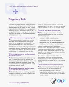 Pregnancy Tests Fact Sheet - Blood Test Pregnancy Sheet, HD Png Download, Transparent PNG