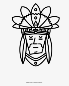 Native American Coloring Page - Line Art, HD Png Download, Transparent PNG