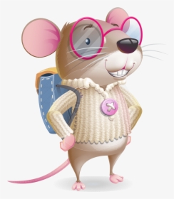 Student Mouse Kid Cartoon Vector Character - Cartoon, HD Png Download, Transparent PNG