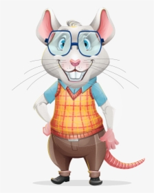 Smart Mouse With Glasses Cartoon Vector Character - Mouse Cartoon Characters Png, Transparent Png, Transparent PNG