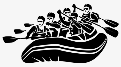 Raft Boat Free Vector And Transparent Png The Graphic - Rafting Black And White, Png Download, Transparent PNG