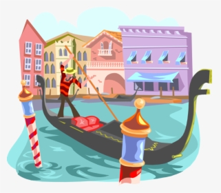 Vector Boats Canal Boat , Png Download - Gondola Venice Illustration, Transparent Png, Transparent PNG