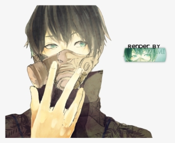 Transparent Shhh Clipart Black And White - Mask Sad Anime Boy, HD Png