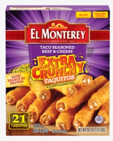 21 Extra Crunchy Taco Beef And Cheese Taquitos - El Monterey Extra Crunchy Taquitos, HD Png Download, Transparent PNG