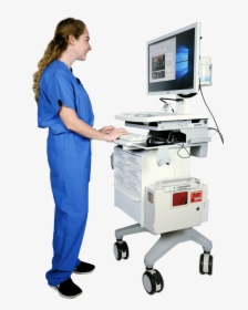 Computer Workstation Cart - Nursing Workstation On Wheels, HD Png Download, Transparent PNG