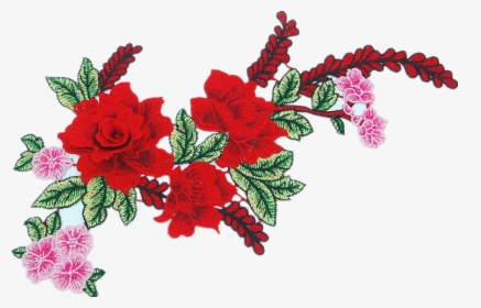 3d Flower Red Rose Applique Embroidery Patches For - Garden Roses, HD Png Download, Transparent PNG