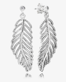 Earrings Drawing Feather Earring - Pandora Feather Earrings, HD Png Download, Transparent PNG