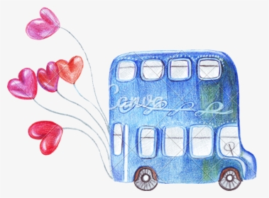 Transparent Watercolor Heart Png - Dibujo Autobus Boda, Png Download, Transparent PNG