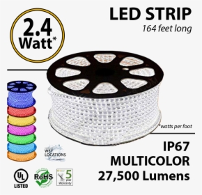 4 Watt P/feet Led Strip Ropelight 164 Ft Multicolor - Watt Per Foot In Led Tape, HD Png Download, Transparent PNG