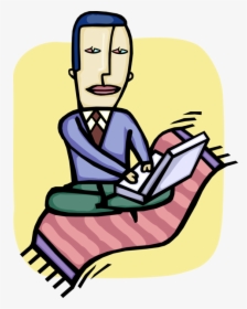 Vector Illustration Of Unplugged Businessman With Computer - Sitting, HD Png Download, Transparent PNG