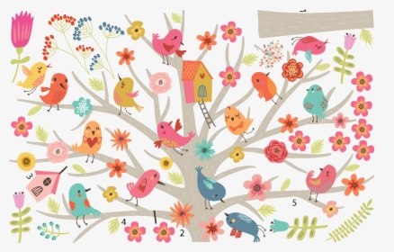 Tree Clipart Bird Family Nest, HD Png Download, Transparent PNG