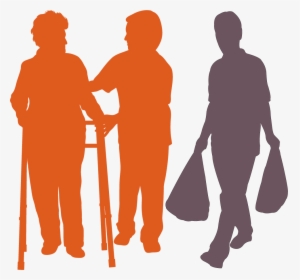 Old Person Carer Silhouette, HD Png Download, Transparent PNG