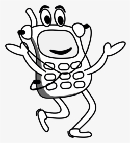 Mobile Phone Comic Clipart Png , Png Download - Mobile Clipart Cartoon Black & White, Transparent Png, Transparent PNG