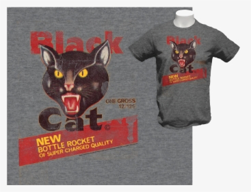 Black Cat Bottle Rocket T-shirt - Black Cat Fireworks, HD Png Download, Transparent PNG